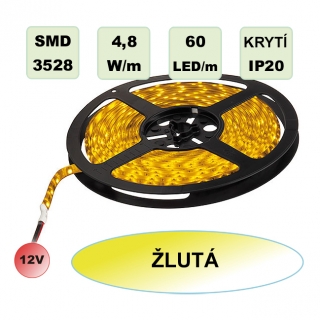 LED pásek SMD3528 4,8W 60LED/m žlutá IP20